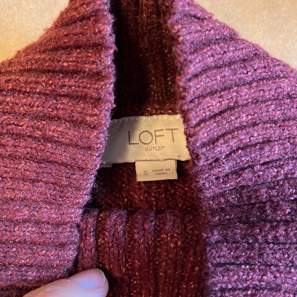 Loft Drop Shoulder Mock Next Sweater Size Small Maroon - Picture 3 of 7